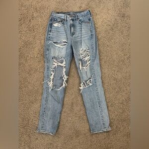 American Eagle Outfitters Light Blue Distressed Straight Leg Jeans